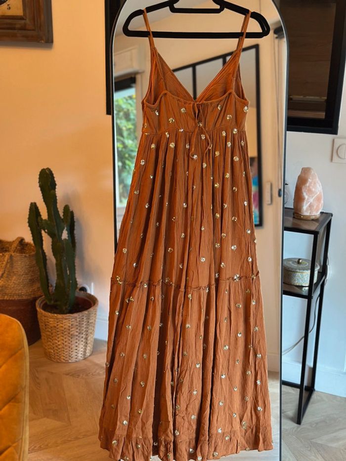 Robe longue camel à sequins dorés Goa – T.S/M - photo numéro 3