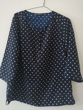 Chemisier bleu marine à pois blanc