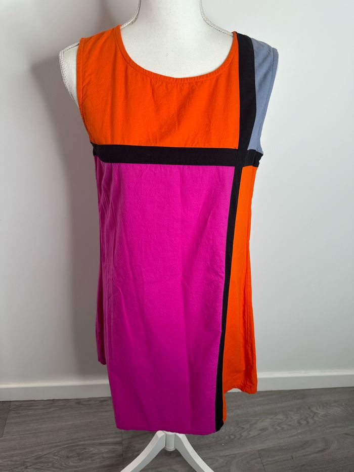 Robe seventies orange et rose Kaliyog T38 M