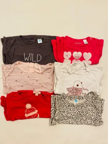 Lot 6 t-shirts manches longues fille 12 mois