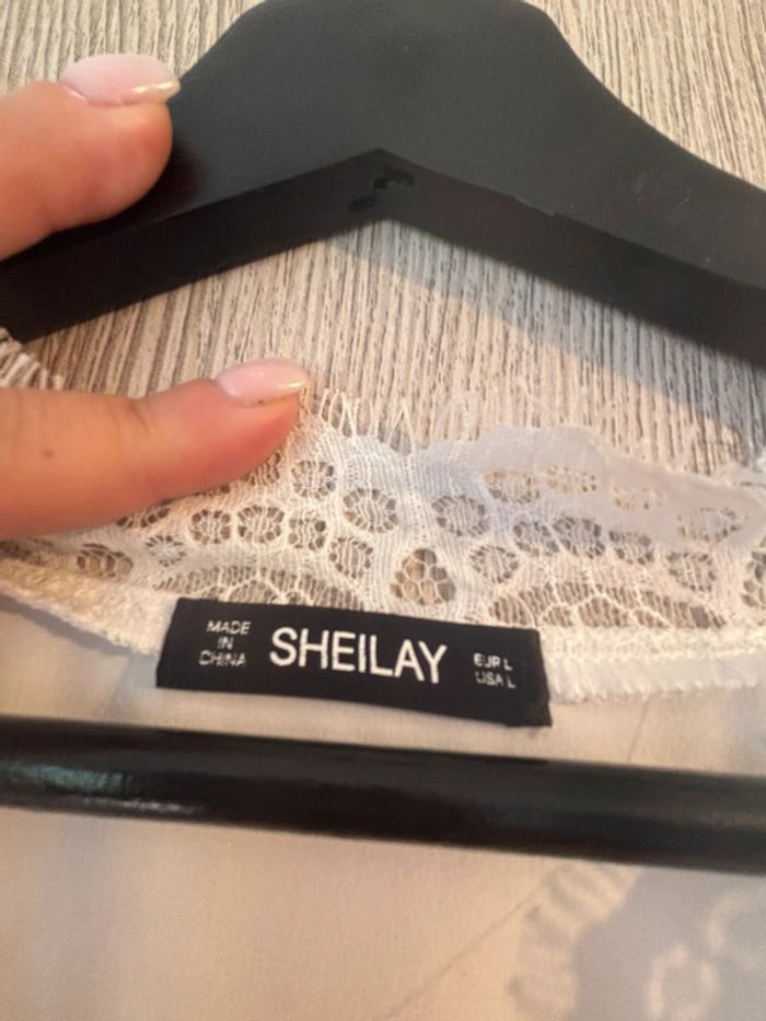Sublime Caraco blanc et dentelle - Sheilay - L - photo numéro 4