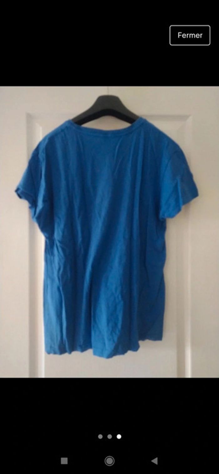 T-shirt rétro en coton bleu et blanc vintage taille s handball - photo numéro 3