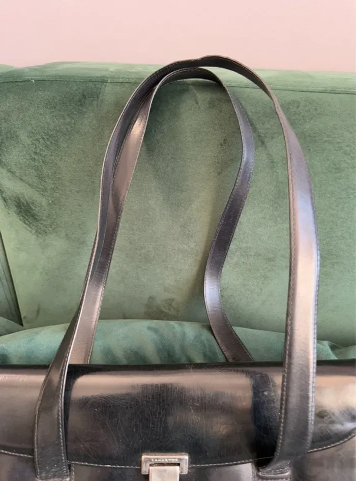 Sac à main Lamarthe vintage en cuir noir - photo numéro 5