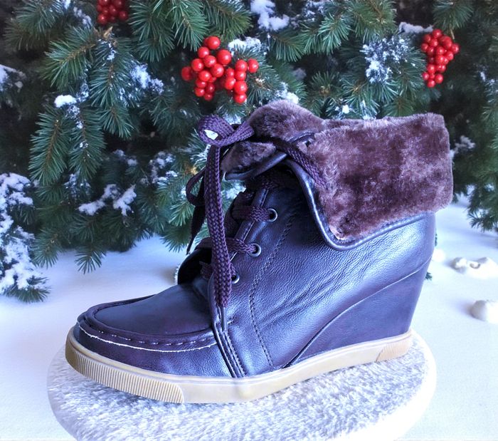 COCOPERLA - NEW - BOTTILLONS A LACETS FEMME CHOCOLAT REVERS FAUSSE FOURRURE 38 - photo numéro 8