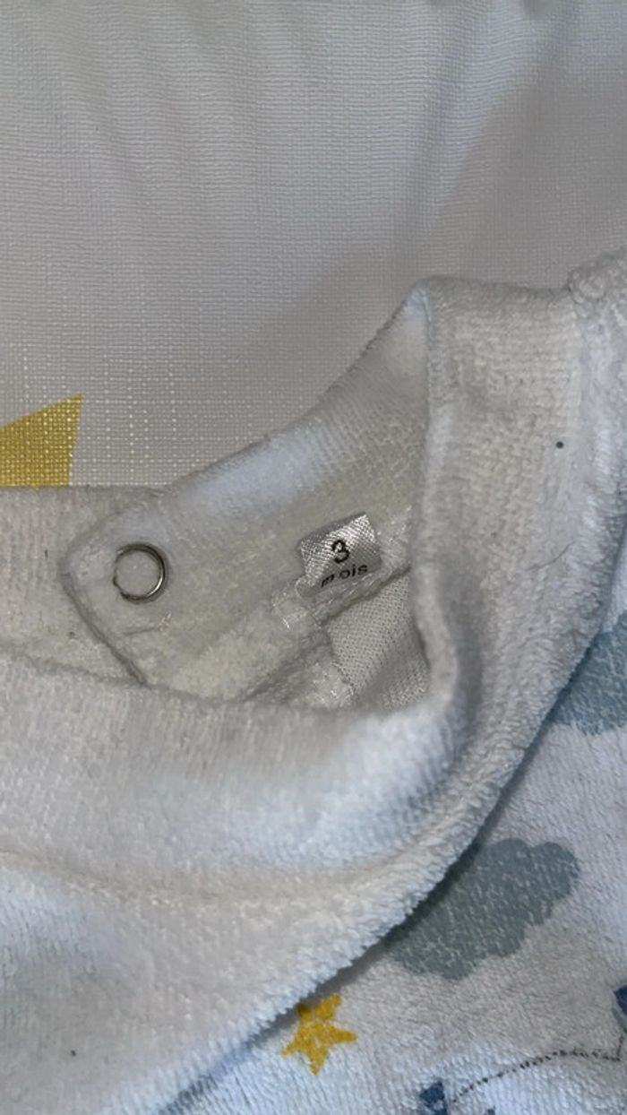 Pyjama velours blanc et bleu 3 mois gemo - photo numéro 4