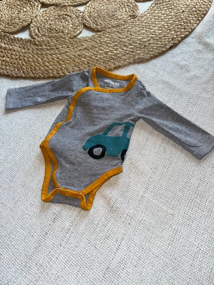 Body garçon Orchestra – 1 mois – Gris motif voiture - photo numéro 2