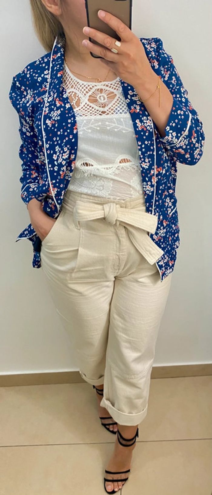 Veste kookaï fleurie légère taille 38-40 - photo numéro 2