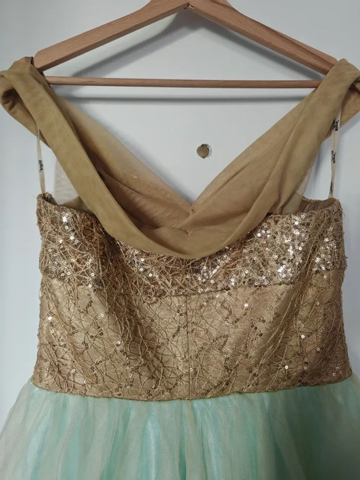 Robe de cérémonie dorée et menthe - 38/40 - photo numéro 6