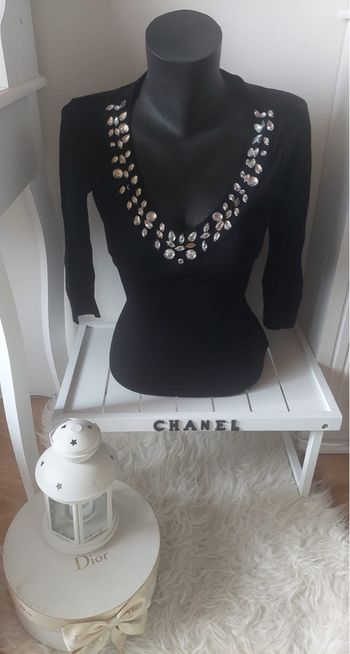 Pull décolleté avec strass MC noir T36 Melrose-3suisses BE 💎