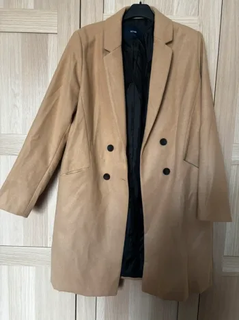 Manteau col tailleur aspect lainage beige KIABI t.44