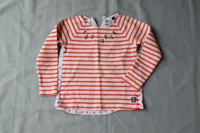 T-shirt IKKS Fille Rayé Étoiles Rouge & Blanc 5 ans