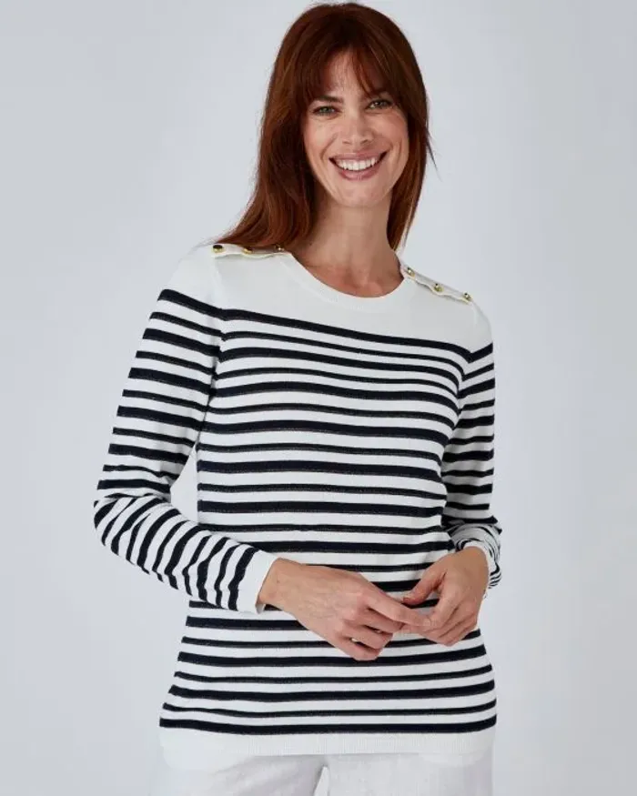Rayé marine - Pull Marinière rayures brillantes – rayé marine – 46/48 - Damart - photo numéro 4