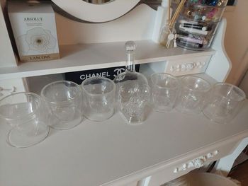 Service  carafe + 6 verres transparents tête de mort halloween TBE ☠️