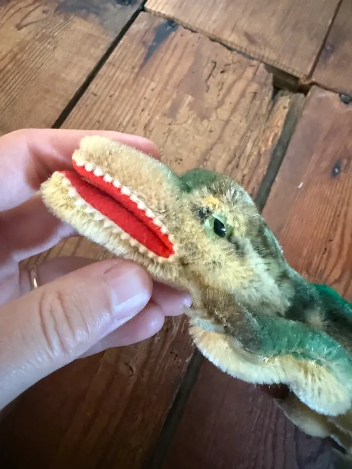 Peluche très ancienne crocodile Gaty Steiff 33cm alligator vert collection - photo numéro 7