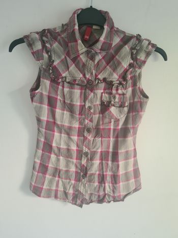 Chemise sans manches à carreaux / Taille 34