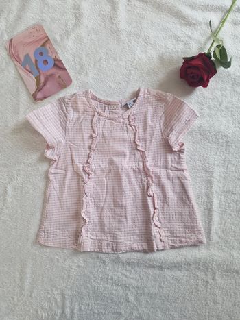 Chemise rose et blanche avec volants