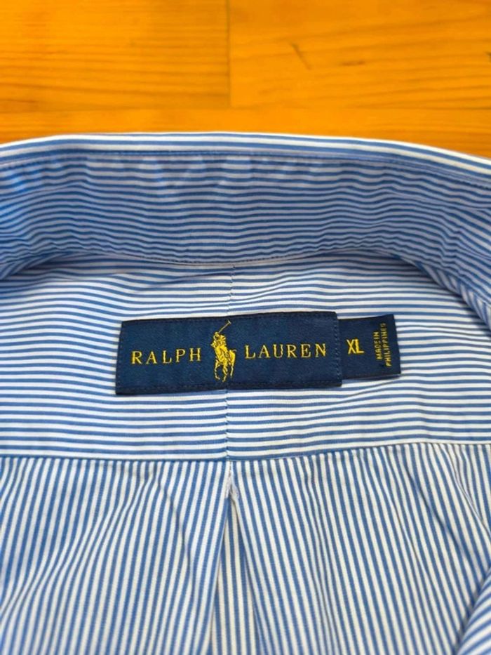 Chemise à rayure - Ralph Lauren - Logo brodé marine - Bleu, blanc - Taille XL - photo numéro 8