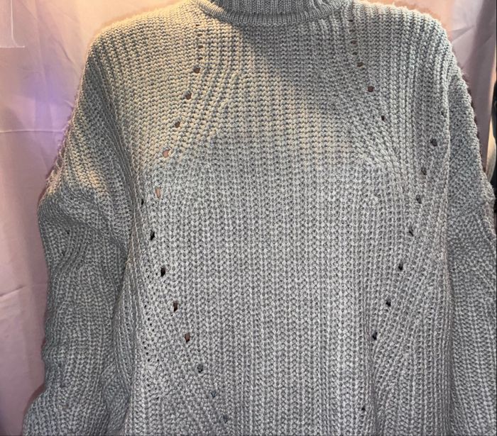 Pull Oversize Gris Chiné Jennyfer - Maille Torsadée & Détaillée - Taille XS