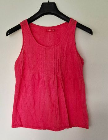 Débardeur rose fuchsia à pois relief – T38