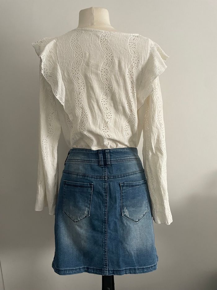 🌸magnifique Jupe en jean Promod Taille 40 Détails brodés🌸 - photo numéro 3