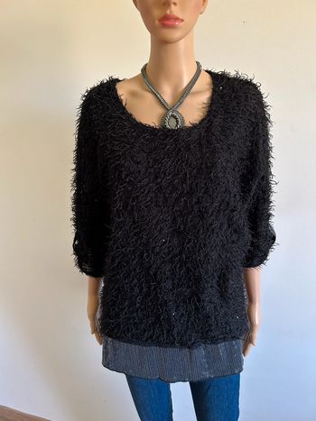 Pull noir avec sequins Canda taille L TBE