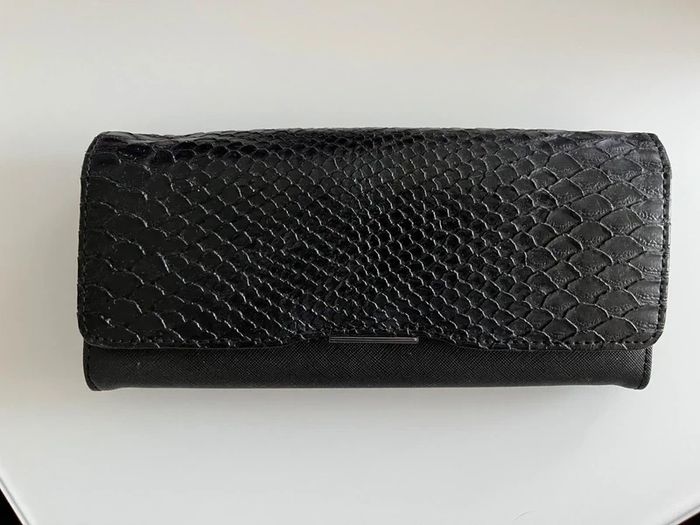 Portefeuille porte-monnaie serpent similicuir noir