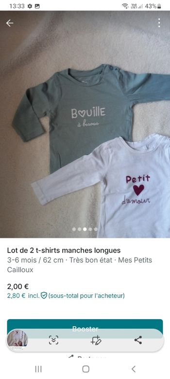 Lot 2 t-shirts manches longues