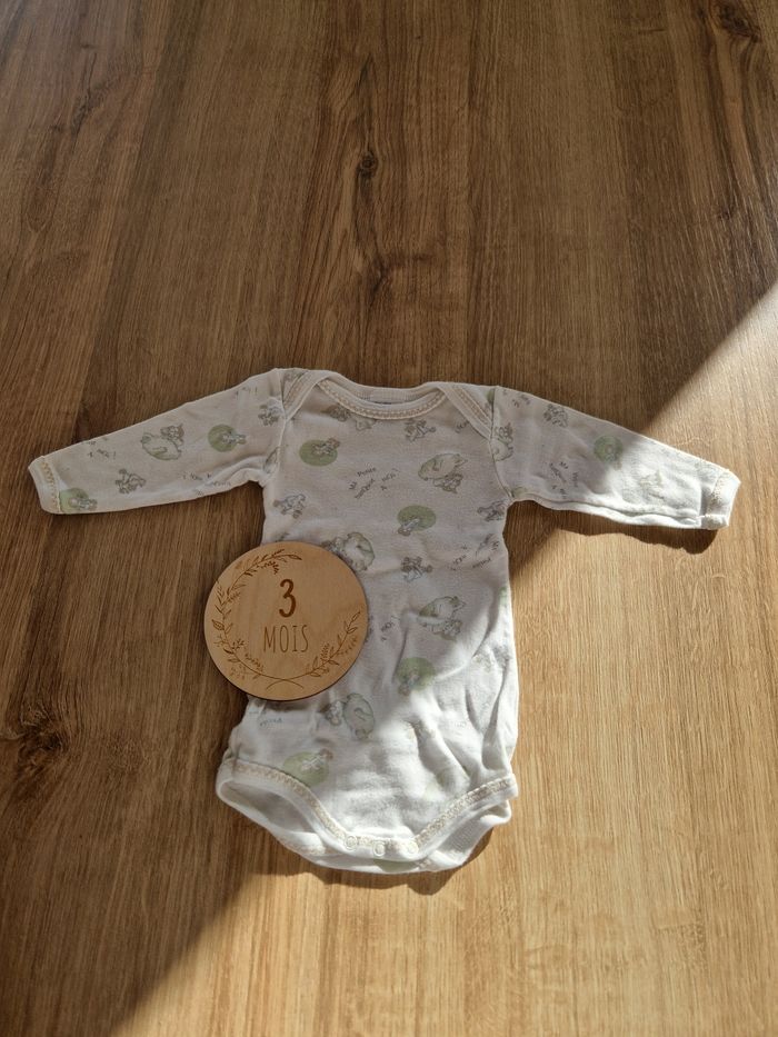Body manches longues Blanc - 3 mois - Petit Bateau