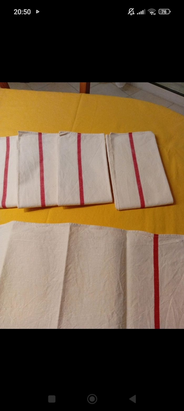 5 Torchons anciens - Toile de coton - photo numéro 2