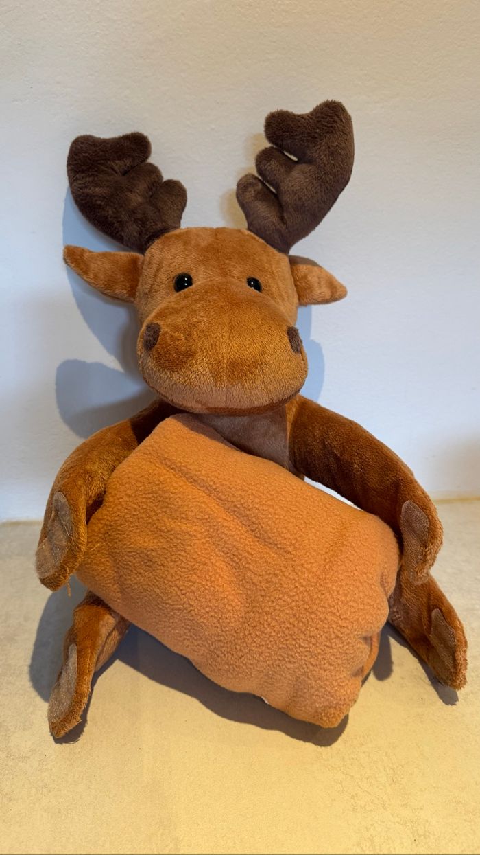 Grande Peluche cerf avec couverture lupilu - photo numéro 3
