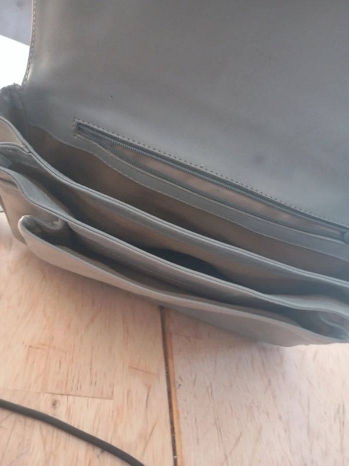 Sac main cuir gris - photo numéro 3