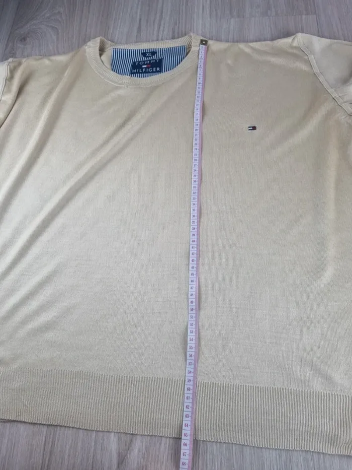 Pull a col rond Tommy Hilfiger beige/jaune Homme Taille XL - photo numéro 5