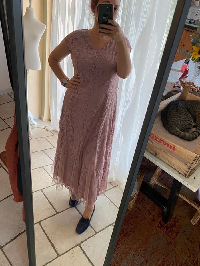 Robe longue dentelle rose Candalite XL - photo numéro 5