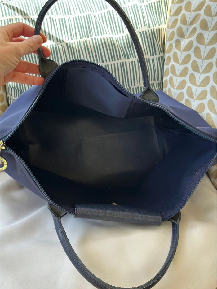 Sac Longchamp bleu marine toile et cuir - photo numéro 16