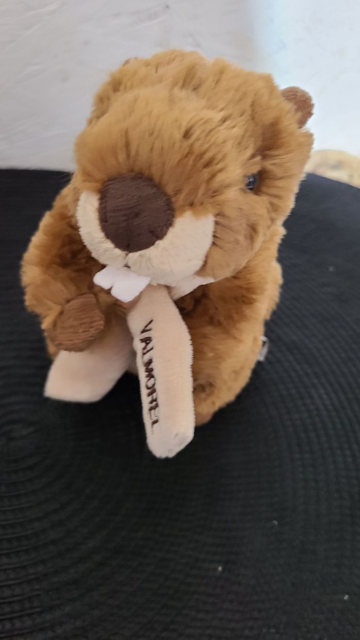 Peluche marmotte CREATIONS DANI Castor écharpe marron beige - photo numéro 3