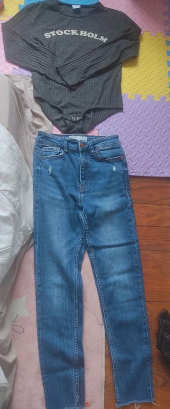 Lot jean Bershka et body zara 13 -14 ans