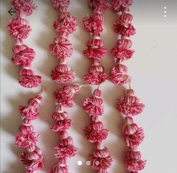 Lot de 8 pompons long rose et crème pour loisirs créatifs