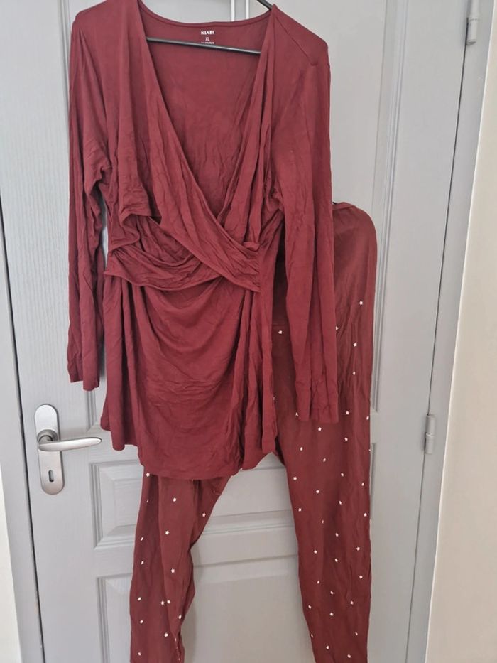 Pyjama de grossesse marron bordeaux étoiles taille XL Très bon état Kiabi