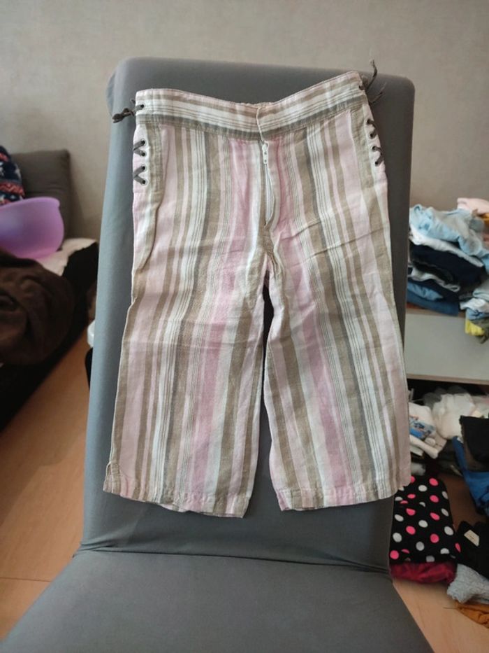 Pantalon léger type lin lacets côtes tao 3 ans