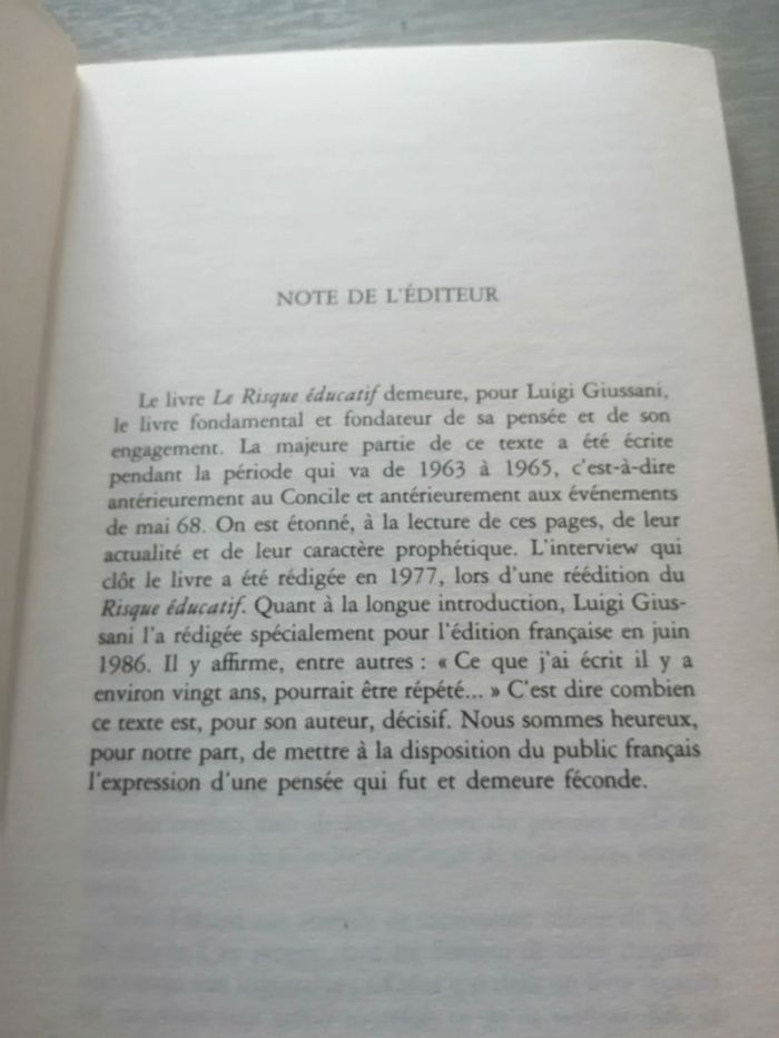 🌸Le risque éducatif (vie des hommes) de Luigi Giussani 🌸 - photo numéro 3