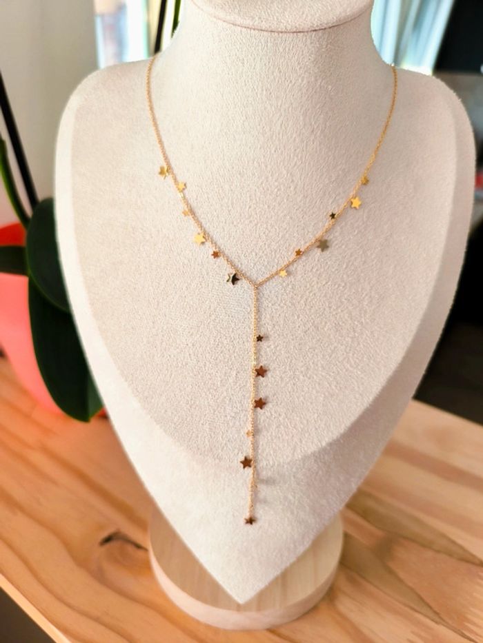 Pendentif doré en Y avec étoiles - photo numéro 6