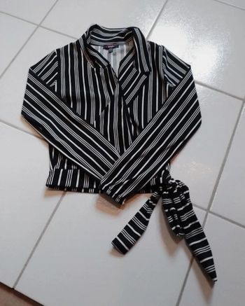 Blouse fille rayés noire et blanche Jennyfer