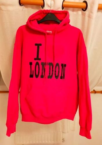 Pull à capuche "I Love London" rose/fushia