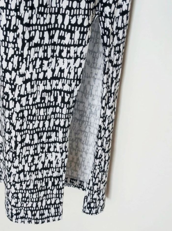 Robe longue fendue abstrait blanc noir - 38/M à 40/L - photo numéro 10