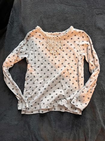 Sous pull fille 5 ans 3 suisses gris étoiles