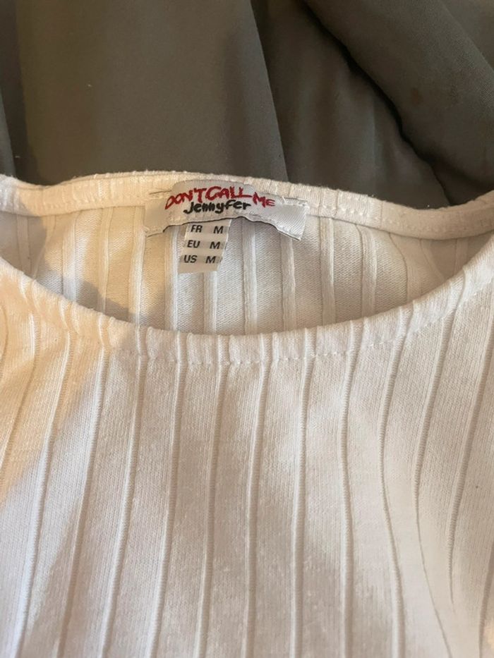 Top blanc côtelé sans manches – Taille S/XS - photo numéro 3
