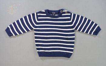 Pull marin tricot bleu marine blanc rayures Kiabi 3 mois 56 – 62 cm garçon