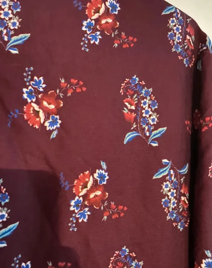 Robe Promod bordeaux fleurie – taille 34 – neuve - photo numéro 10