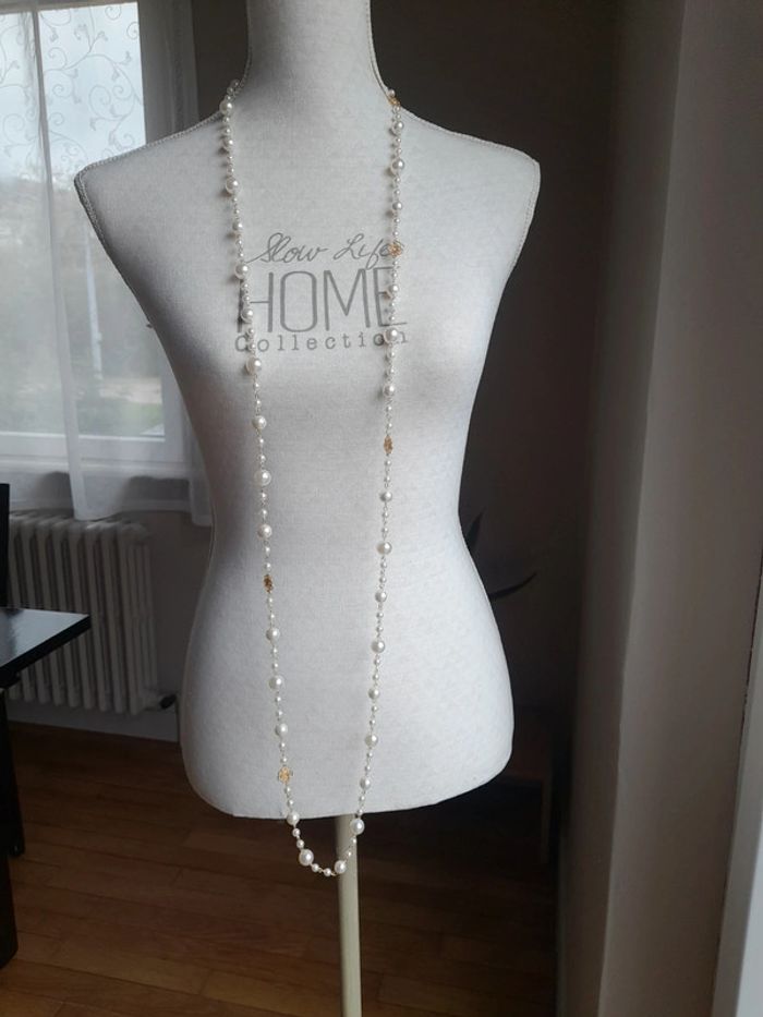 Collier long roses et perles - photo numéro 2