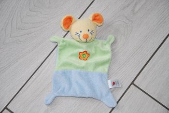 doudou plat souris vert bleu fleur baby club C&A